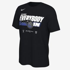 Show your squad love throughout the playoff grind in this classic-fit Orlando Magic T-shirt. Made with soft cotton and boasting your team's playoff mantra, it's the perfect postseason piece for any fan. Nike Team Spirit T-shirt For Team Events, Nike T-shirt For Team Events With Team Spirit, Nike T-shirt For Team Events, Nike Sports Fan Tops For Team Events, Nike Team Name Tops For Team Events, Nike Tops With Team Name For Team Events, Nike Tops With Letter Print For Team Events, Nba T Shirts, Nike Nba