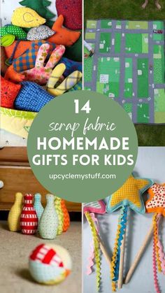 Looking for easy homemade gifts for kids? These cute eco-conscious gift ideas for kids are all made from fabric scraps. These homemade gift ideas are perfect scrap fabric sewing projects and are great for upcycling fabric scraps into something amazing. We have brought together some of the most darling ideas for kid’s gifts that you can make from your stash of fabric scraps or fabric remnants on the blog - check out these easy scrappy sewing projects now! Sewing Patterns For Christmas Gifts, Sewing From Scraps, Vintage Fabric Scrap Projects, Easy Hand Sewn Gifts, Scrap Fabric Gifts, Fabric Scraps Diy, How To Use Fabric Scraps, Sew Toys For Kids, Diy Gifts For Preschoolers