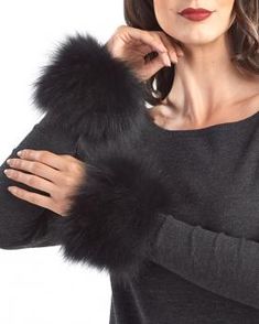 Fox Fur Cuffs in Black Fur Blankets, Winter Shoot, Fur Cuffs, Fur Pillow, Fur Accessories, Mink Fur Coat, Top Ideas, Fur Blanket, Wrist Cuffs