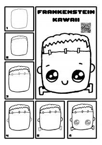 an activity sheet for children to learn how to draw and color the face of a cartoon character