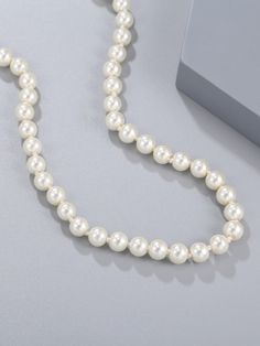 Color: White Gender: Women Material: Nylon Quantity: 1 piece Style: Glamorous Details: Pearls IN Length 18.7 This data was obtained from manually measuring the product, it may be off by 1-2 CM. Pearl Beaded Necklace, Faux Pearl Necklace, Pearl Color, Clothing Dresses, White Style, Pearl Beads, Online Fashion, Harry Styles, Faux Pearl