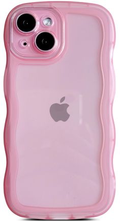 an iphone case with two buttons on the front and one button on the back, in pink