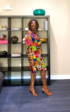 "Check out our unique Ankara shirt dress in a multi print. A fun patchwork of various African prints with each patch serving as a piece of cultural influence. This African dress is stylish, classy, and made from African wax print cut to flatter your curves. Style is loosely cut for wiggle room. Our elegant Kay dress will be specially crafted for you upon ordering. We appreciate including your bust, waist, and hip measurements at checkout otherwise, we will use the measurements listed with the si Yellow Patchwork Dress For The Beach, Yellow Patchwork Dress For Beach, Yellow Patchwork Beach Dress, Casual Multicolor Patchwork Maxi Dress, Casual Multicolor Maxi Dress With Floral Patchwork, Bohemian Multicolor Printed Dress, Multicolor Vibrant Print Knee-length Dress, Multicolor Vibrant Print Knee-length Mini Dress, Multicolor Short Sleeve Dresses With Floral Patchwork