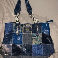 Large Sharif Handbag Nwot 16”X10” Blue Bags With Handle Drop For Daily Use, Blue Tote Shoulder Bag, Large Capacity Blue Tote Satchel, Blue Satchel Shoulder Bag With Handle Drop, Blue Square Satchel For Everyday Use, Blue Tote Satchel, Blue Shoulder Bag, Blue Shoulder Bag Satchel With Handle Drop, Blue Tote Satchel With Removable Pouch