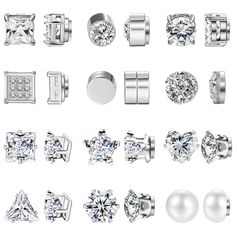 PRICES MAY VARY. Package included: you will get 12 pairs magnetic earrings for men, silver color and 12 different styles, satisfy you different everyday dress up demands. Different magnetic studs earrings have different glamour. Premium material: our men earrings made of hypoallergenic 316L stainless steel and AAA+ Cubic Zirconia Inlaid, nickel-free and lead-free. The surface is polished with excellent texture the earring look very shinny and smooth. 316L stainless steel is surgical grade, not c Magnetic Earrings For Women, Cheap Silver Earrings For Men, Cheap Adjustable Men's Earrings, Magnetic Earrings For Men, Nickel-free Black Earrings For Gift, Cheap Hypoallergenic Silver Clip-on Earrings, Earrings Men, Special Gifts For Him, Stud Earrings For Men