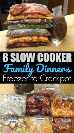 the 8 slow cooker family dinners freeze into crockpots and put them in bags