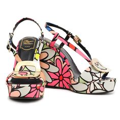 Roger Vivier Buckle-Embellished Floral-Print Canvas Wedge Sandal Size 38 Brand New In Box. Limited Edition, No Longer Sold Online. Minor Scratch To Left Top Of Shoebox. Minor Scratching/Staining To Good Buckles On Side Of Shoes (Not At All Noticeable On!) - See Last Photos. Luxury Pink Wedge Heel Sandals, Luxury Multicolor Sandals For Spring, Luxury Multicolor Heels For Summer, Luxury Multicolor Summer Heels, Pink Wedge Sandals With Branded Heel, Designer Multicolor Sandals For Summer, Designer Multicolor Sandals, Multicolor Open Heel Wedge Sandals, Chic Multicolor Wedge Heel Sandals