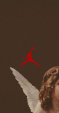 an image of a man with wings in front of a red and black background that says air jordan