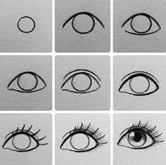 the steps in how to draw an eye