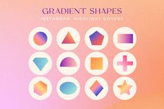 an image of different shapes and sizes on a pink, blue, purple and orange background