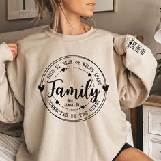 Family Sweatshirt, Side by Side or Miles Apart, Connected by The Heart Sweatshirt, Family Matching Shirt, Family Group Shirt, Family Shirt 💜 Description 💜 This sweatshirt keep you comfy in the warmer months.  It's made of super soft cotton and polyester blend and has a quality of the print will have you falling in love with it over and over again. It is sure to be one of your favorite most comfortable Shirt. 💜 When you order your Shirt you will get: 💜  *Super Comfortable Shirt, which comes in a variety of colors *Fun Design Shirt that is suitable for everyday wear *Custom Name on Sleeve *Superior quality Shirt that is made in the United States. 💜 Returns & Refunds 💜 Due to the nature of this item, no refunds or exchanges are possible. However, if you have any issue with your order, p Family Sweatshirts Matching, Family Sweatshirts, Miles Apart, Heart Sweatshirt, Group Shirts, Family Shirt, Fun Design, Matching Shirts, Family Matching