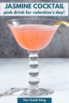 A jasmine cocktail in a coupe glass garnished with a twist of lemon. Jasmine Cocktail, Gin Lemon, Orange Liqueur, Squeezed Lemon, How To Squeeze Lemons, Few Ingredients