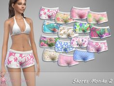 an image of a woman in bikinis and panties for the game short's monka 2