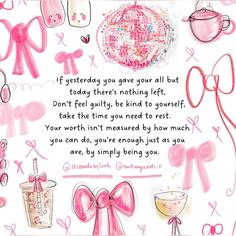 a greeting card with pink bows, hearts and other items for someone's birthday