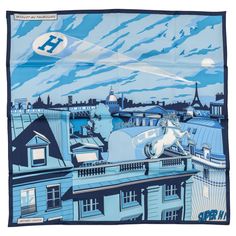 Hermes Minuit Au Faugbourg 100% Silk Scarf, designed by Dimitri Rybaltchenko. Features hand rolled hem. Comes with original box and tag. Scarf Art, City Paris, Silk Design, Hermes Silk, Square Silk Scarf, Hermes Scarf, Paris City, Hand Roll, Rolled Hem