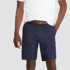 Polo Ralph Lauren 9-Inch Stretch Classic Fit Chino Shortss In Aviator Navy Size 36 38 Or 40 Nwt A Global Leader In Design, Polo Ralph Lauren Innovates The World Of Fashion By Bringing Timeless And Authentic Pieces With American Elements In Each Of Its Collections. The Classic Fit Chino Shorts Is The Epitome Of Comfort And Style With Its Top-Quality Cotton Fabric And Traditional Look. These Shorts Are Made With Stretch Cotton Chino And Feature Our Signature Embroidered Pony At The Back. Designed Casual Navy Bottoms With Short Inseam, Casual Navy Bottoms With Belt Loops, Business Casual Shorts With Belt Loops, Classic Navy Summer Bottoms, Summer Bottoms With 5-inch Inseam And Belt Loops, Navy Cotton Bermuda Bottoms, Summer Shorts With 5-inch Inseam And Belt Loops, Navy Shorts For Spring With Short Inseam, Navy Shorts With Short Inseam For Spring