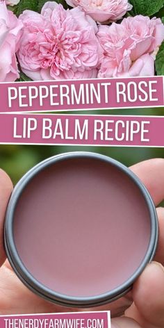 Here's how to turn roses into a homemade lip balm that's naturally flavored with peppermint essential oil! Crochet Ear Warmers, Peppermint Rose, Rose Lip Balm, Herbal Remedies Recipes, Salve Recipes, Rose Lip