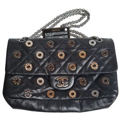 A rare coin embellishment jumbo flap bag. Black supple leather with beautiful embellishments. Minor wear on the corners. Series #11. Comes with its card and dust bag. Designer Flap Bag With Metal Hardware, Chanel Crossbody Bag, Chanel Crossbody, Bag Obsession, Bag Charms, Rare Coins, Black Quilt, Flap Bag, Fashion Handbags