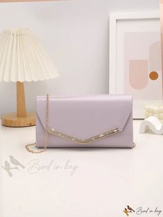 Bird in Bag - Light Purple Metal Decoration Jelly Material Clutch Bag, Perfect for Womens Date Outfit Bride Bag, Date Outfit, Purple Bag, Envelope Bag, Bag Light, Date Outfits, Bird In Bag, Dress Ideas, Metal Decor