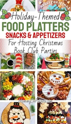 holiday themed food platters and appetizers for hosting christmas book club parties