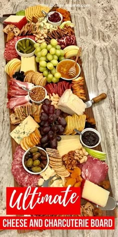 the ultimate cheese and charcuterie board is ready to be made into an appetizer