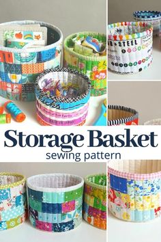 several different types of storage baskets with the words storage basket sewing pattern