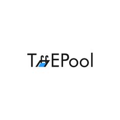 the logo for tate pool is shown in black and blue letters on a white background