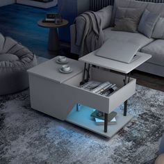 a living room scene with focus on the coffee table