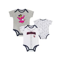 Start nurturing a love for the Cleveland Guardians with these Play Ball bodysuits. This two-pack set features the Cleveland Guardians logo, Baseball in a repeating design and the team mascot as an adorable baby. A lap shoulder neckline and snaps help make dressing easier.Start nurturing a love for the Cleveland Guardians with these Play Ball bodysuits. This two-pack set features the Cleveland Guardians logo, Baseball in a repeating design and the team mascot as an adorable baby. A lap shoulder n Casual Fitted Printed Short Sleeve Bodysuit, Casual Printed Fitted Short Sleeve Bodysuit, Cotton Stretch Bodysuit For Playtime, Stretch Cotton Onesie For Playwear, Stretch Cotton Onesie For Playtime, Fitted Onesie With Character Print For Playwear, Fitted Graphic Print Onesie For Playwear, Printed Cotton Onesie For Playwear, Fitted Character Print Onesie For Playwear