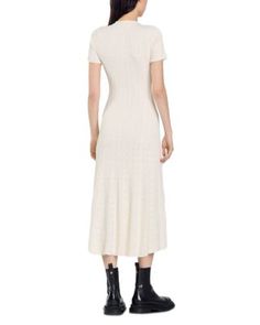 Sandro Milo Button Front Midi Dress Summer Button-up Viscose Midi Dress, Chic Viscose Button-up Midi Dress, White A-line Midi Dress With Button Closure, Sandro Knit Dress, Black B, Womens Midi Dresses, Mid Calf, Fabric Design, In Store