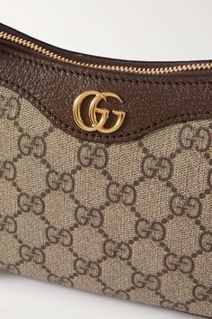 Elegant Monogram Canvas Pouch Bag, Gucci Top Handle Shoulder Bag With Leather Trim, Gucci Shoulder Bag With Leather Trim And Monogram Canvas, Gucci Monogram Canvas Shoulder Bag With Leather Trim, Gucci Shoulder Bag With Leather Trim, Elegant Bag With Removable Pouch In Monogram Canvas, Elegant Monogram Canvas Bag With Removable Pouch, Elegant Monogram Canvas Bags With Removable Pouch, Everyday Luxury Bags With Leather And Monogram Canvas