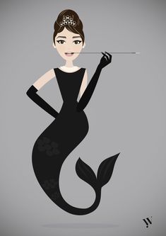 Audrey Hepburn Art, Mermaid Illustration, Mermaid Fairy, Real Mermaids, Mermaid Tale, Mermaid Dreams, Mermaids And Mermen, Mermaid Life, Breakfast At Tiffanys