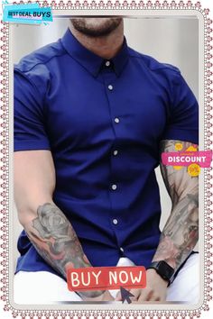 Men's Shirt Button Up Shirt Casual Shirt Dark Blue Short Sleeve Plain Turndown Street Daily Print Clothing Apparel Fashion Casual Comfortable Blue Slim Fit Shirt With Button Closure, Blue Slim Fit Collared Shirt, Slim Fit Blue Shirt With Buttons, Blue Slim Fit Shirt With Buttons, Blue Slim Fit Shirt With Pockets, Blue Slim Fit Shirt, Blue Slim Fit Button-up Shirt, Slim Fit Short Sleeve Shirt With Button Closure, Slim Fit Short Sleeve Dress Shirt With Button Closure