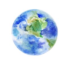 the earth is painted in watercolor and it looks like it's made out of paper