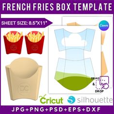 the french fries box template is ready to be cut out and put into a bag