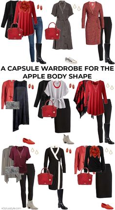 Interview Outfit Apple Shape, Fall Dress Apple Shape, What To Wear Apple Shape Plus Size, Winter Outfits Apple Shape, Over 50 Apple Shape Fashion, Apple Body Winter Outfit, Capsule Wardrobe Plus Size Apple Shape, Apple Capsule Wardrobe