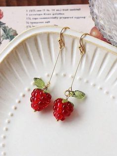 Raspberry Accessories, Shein Earrings, Silly Earrings, Earrings Shein, Earring Inspo, Aesthetic Earrings, Silly Goofy, Resin Earrings, Pretty Earrings