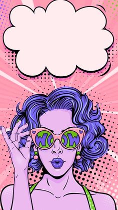 a woman wearing sunglasses and holding her hand up to her face with an empty thought bubble above