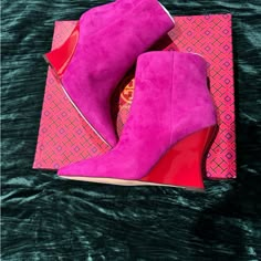 Questions? Leave A Comment Below! Shoe Diva, Brown Block Heels, Pink Booties, 2024 Aesthetic, Fly Shoes, Ghana Braids, Brown Leather Ankle Boots, Pinterest Ideas, Purple Shoes