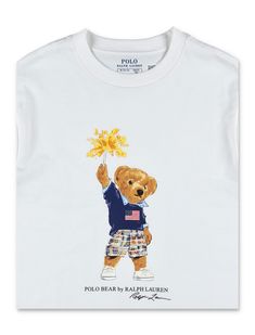 Bear T-shirt By Polo Ralph Lauren. Featuring: Cotton T-shirt Ribbed Crew-neck Short Sleeves "bear" Print On FrontComposition: 100% cotton Designer Ralph Lauren, Polo Ralph Lauren Kids, Herno Jacket, Ralph Lauren Logo, Polo Bear, Kenzo Kids, Bear T Shirt, Bear Print, Stella Mccartney Kids