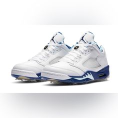 Air Jordan 5 'Grape Ice Wings' White Golf Shoes, Size 7 Bnib Cw4206-100 Elevate Your Golf Game With These Stylish Jordan 5 Low Golf Nrg Wing It 2020 Sneakers. These Sneakers Feature A Low Top Shoe Shaft Style And Come In A Sleek White Color. The Us Shoe Size Is 7 And The Style Code Is Cw4206100. These Sneakers Are Perfect For The Athletic Man Who Wants To Add Some Style To His Golf Game. The Air Jordan 5 Model Provides Comfort And Support While The Golf Performance/Activity Feature Will Help You White Low-top Golf Shoes With Laces, White Golf Shoes With Boost Midsole For Casual Wear, White Low-top Golf Shoes, White Golf Shoes For Sports, White Lace Golf Shoes For Sports, White Low-top Golf Shoes With Air Cushioning, Low-top White Golf Shoes With Air Cushioning, White Low-top Golf Shoes For Light Sports, White Round Toe Golf Shoes With Laces