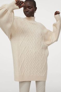 29 H&M Items That Could Become Staples In Your Wardrobe | Who What Wear Open Shoulder Sweater, Studded Sweater, Stylish Winter Outfits, Cable Knit Jumper, Mock Turtleneck, Knit Jumper