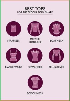 Knowing how to dress for your body type is key in choosing figure-flattering outfits. Learn how to dress for a spoon body shape with this comprehensive guide. Kinds Of Tops For Women, How To Dress For Spoon Body Shape, How To Dress Spoon Body Shape, Clothes For Spoon Body Shape, Dressing Spoon Body Shape, Dress For Spoon Body Shape, Outfit Ideas For Spoon Body Shape, Shirts For Pear Shape, Spoon Shape Outfits