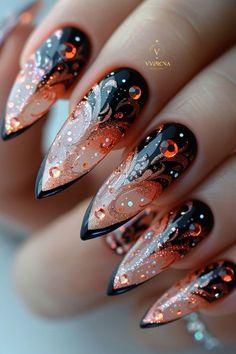 nail art Space Almond Nails, Circus Themed Nails, Dungeons And Dragons Nails, Fantasy Nail Art, Luxury Nail Art, Magic Nails, Fall Nail Trends, Smink Inspiration, Makijaż Smokey Eye