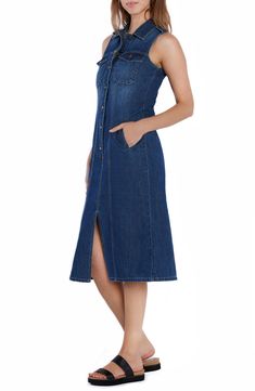 Epaulets elevate the look of a dark-washed denim shirtdress that has handy pockets for a practical touch. 47" length Front button closure Point collar Chest button-flap patch pockets; front welt pockets Unlined 100% cotton Machine wash, tumble dry Imported Denim Shirt Dress, Midi Shirt Dress, Washed Denim, Shirtdress, Welt Pockets, Denim Wash, Welt Pocket, Denim Dress, Top Brands