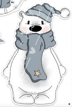 a polar bear wearing a hat and scarf