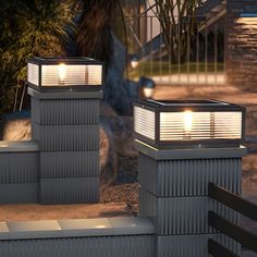 Modern Outdoor Post Lights Solar Fence Pillar Light Deck Post Lights Waterproof - Dazuma Deck Post Lights, Outdoor Pillar Lights, Outdoor Post Light, Deck Posts, Casting Aluminum, Lampshade Designs, Pillar Lights, Photovoltaic Panels, Led Outdoor Lighting