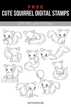 the cute squirrel digital stamps are available for purchase