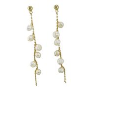 Freshwater pearls wrapped on silver gold plated chain are perfect for the everyday. Elegant Gold Wire Wrapped Jewelry, Elegant Pearl Wire Wrapped Necklaces, Elegant Pearl Jewelry With Wire Wrapped Detail, Elegant Wire Wrapped Pearl Necklace, Elegant Pearl Earrings With Pearl Chain, Chic Pearl White Jewelry With Pearl Chain, Elegant Wire-wrapped Yellow Gold Pearl Earrings, Elegant Yellow Gold Wire Wrapped Pearl Earrings, Chic White Pearl Earrings With Pearl Chain