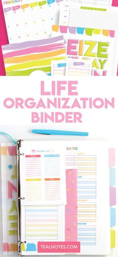 a binder with the words life organization on it